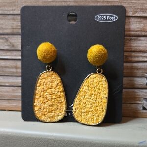 Yellow Textured Drop Earrings